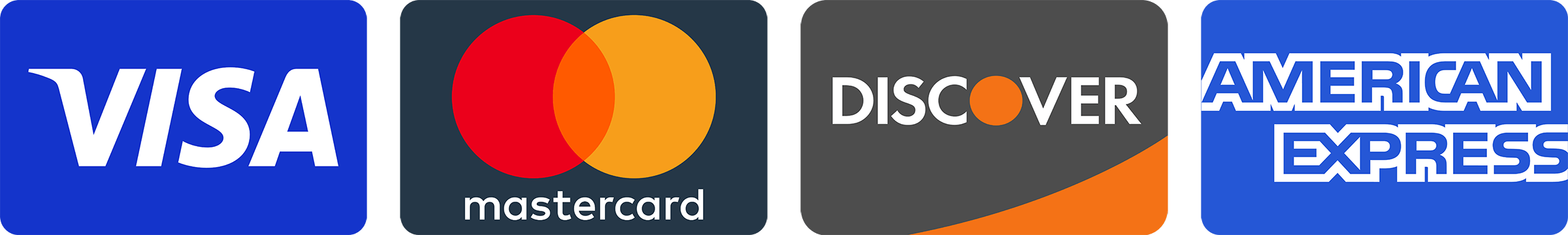 Credit Card Icons - Visa, Mastercard, Discover & American Express